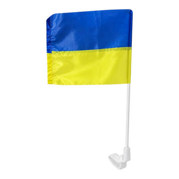 Прапор України на тримачі для автомобільного скла 34х24 см (прапорна тканина) 1234569 фото