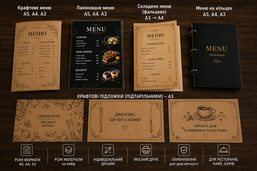 Меню для кафе та ресторанів GJHKW3 фото